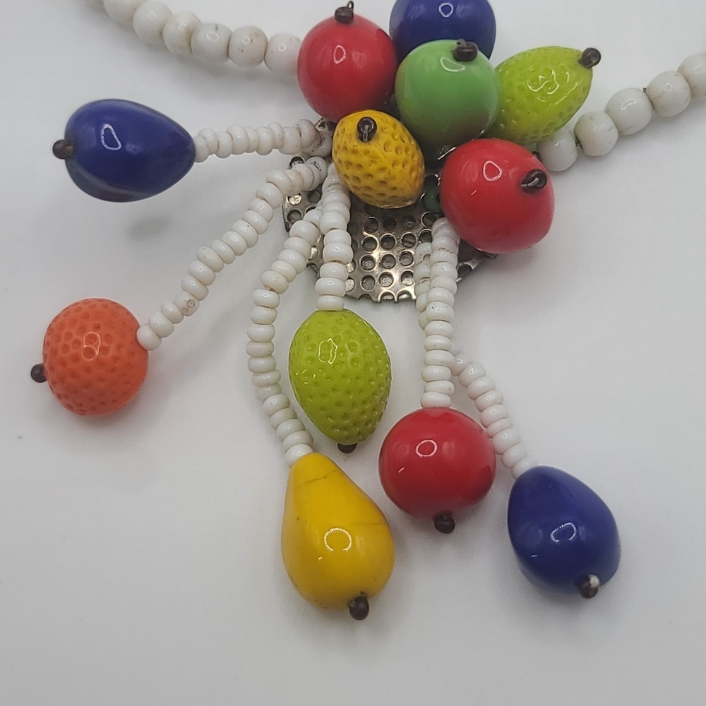 Vintage Glass Fruit Necklace Cluster‎ Signed Czech 15" - Picture 4 of 12